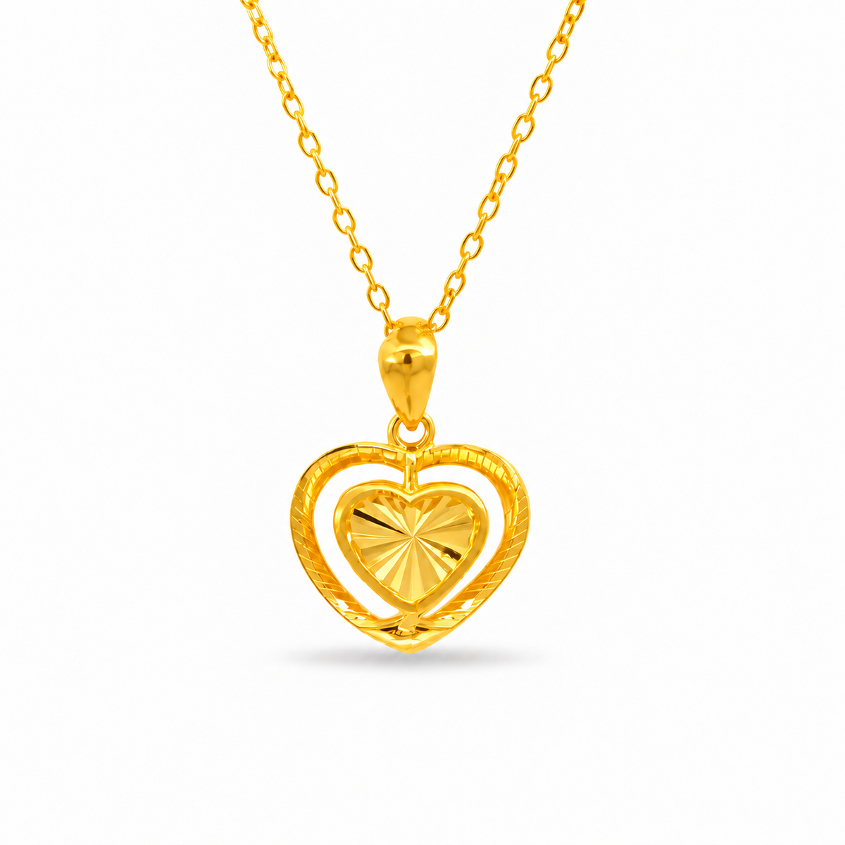 999 Gold Heart Duet Pendant