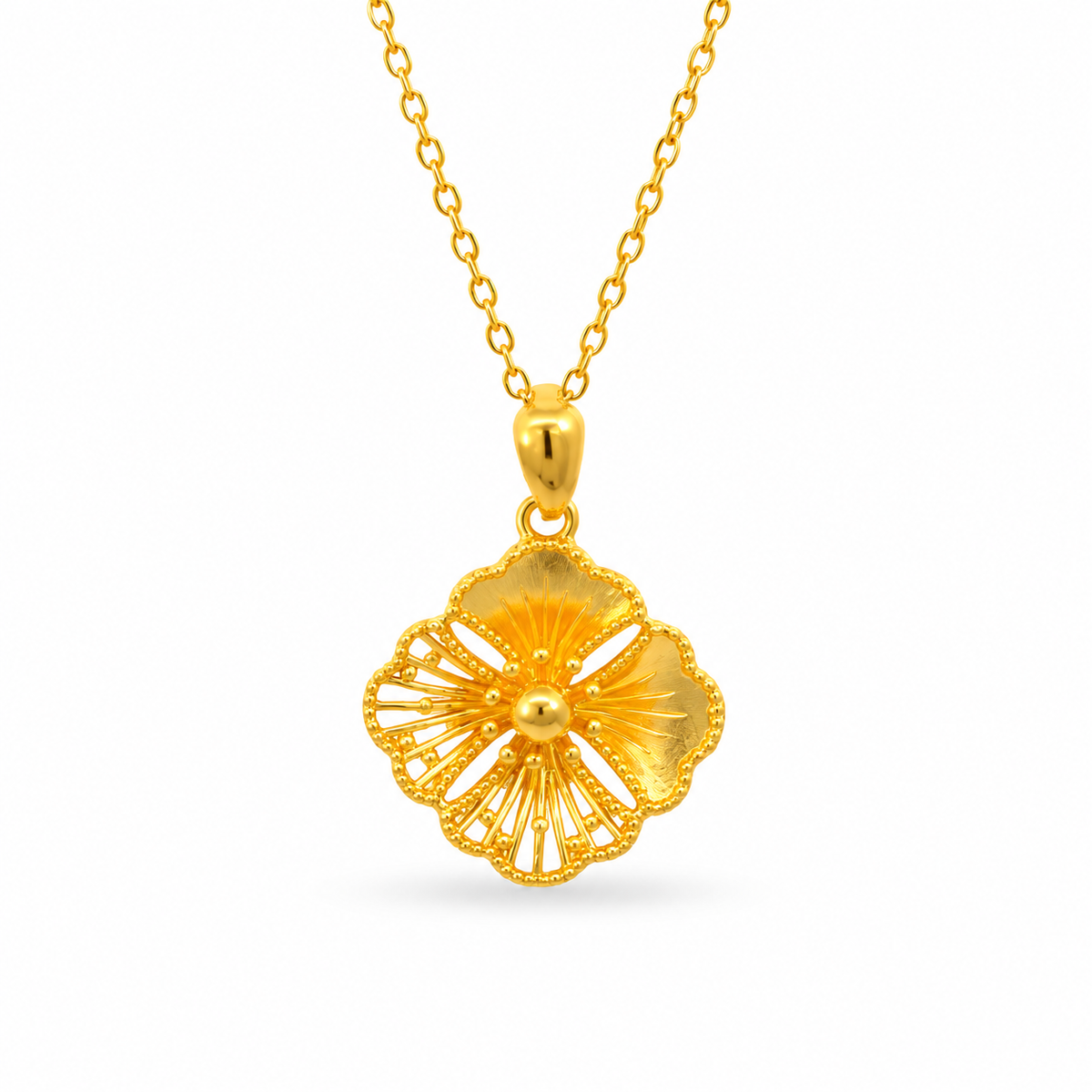 999 Gold Flower Petite Pendant