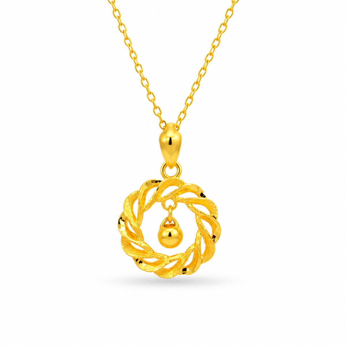 999 Gold Braid V Pendant