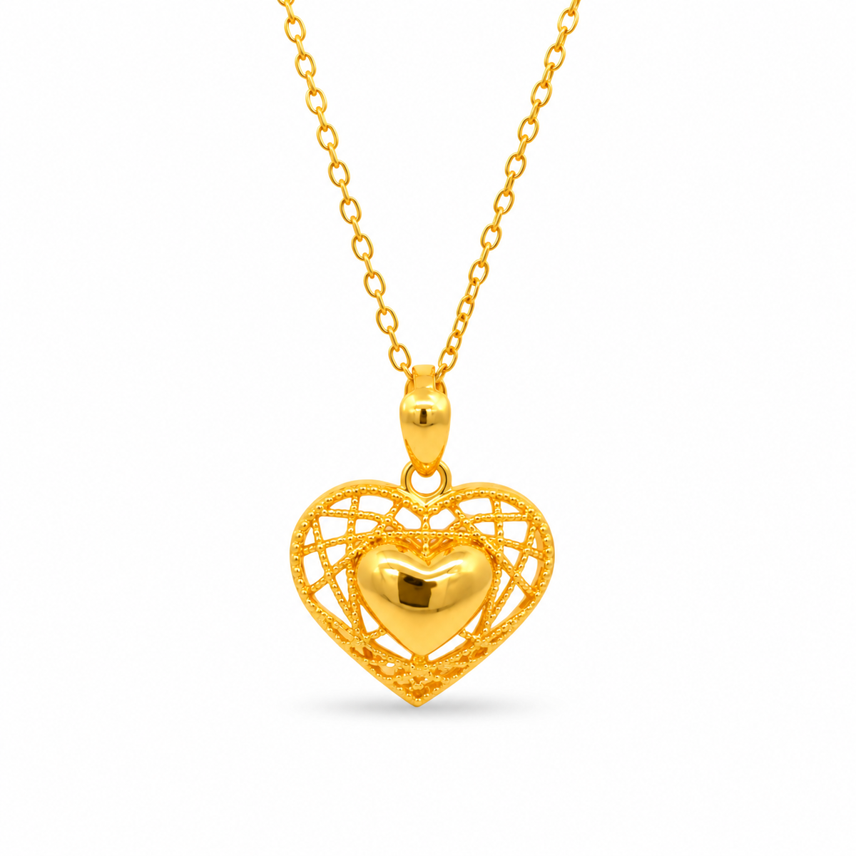 999 Gold Heart Bloom Pendant