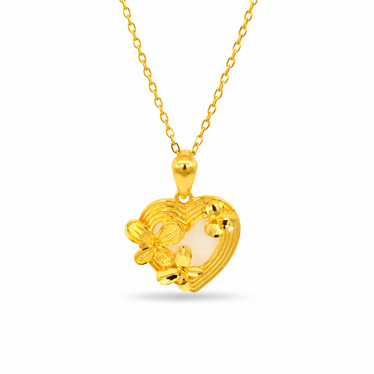 999 Gold Heart Halo Pendant