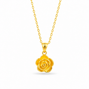 999 Gold Flower Halo Pendant