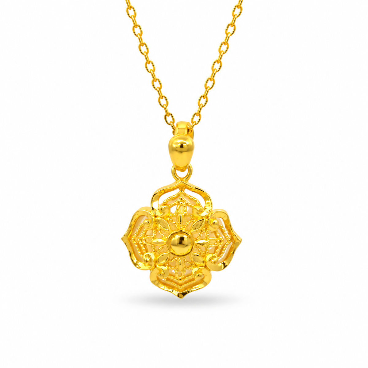 999 Gold Flower Serene Pendant