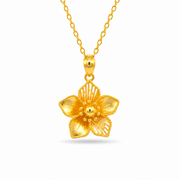 999 Gold Flower Duet Pendant