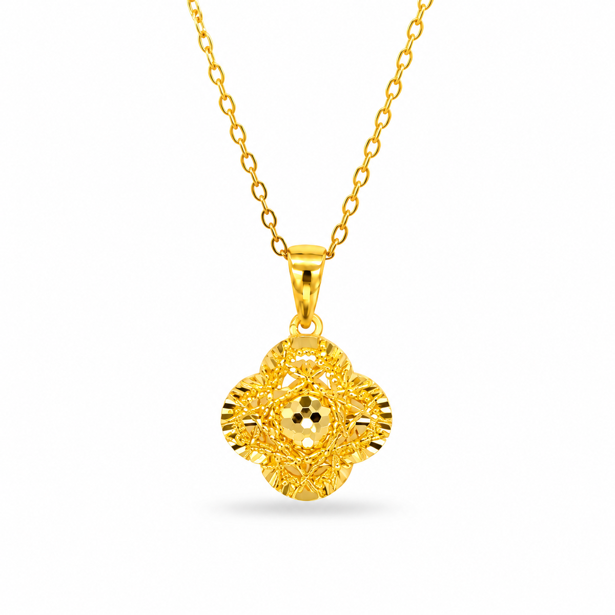 999 Gold Flower Bloom Pendant