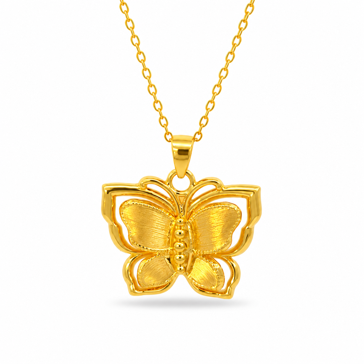 999 Gold Butterfly Bloom Pendant