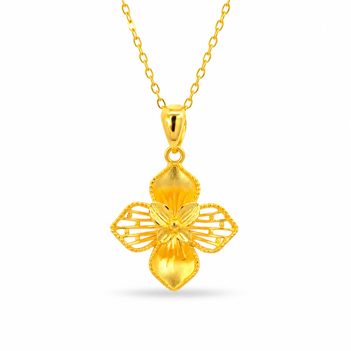 999 Gold Flower Aura Pendant