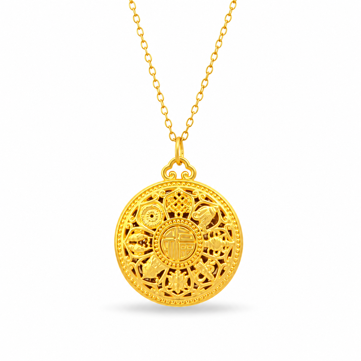 999 Gold Blessings Velvet Pendant