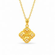999 Gold Flower Velvet Pendant
