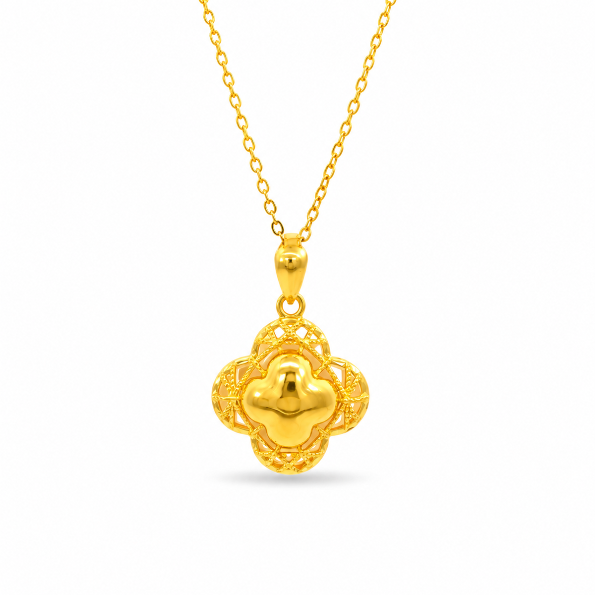 999 Gold Flower Mosaic Pendant